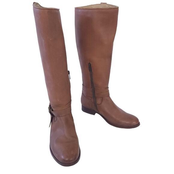 Frye Knee High Leather Boots Size 8 Tan Brown Weathered Distressed Boots